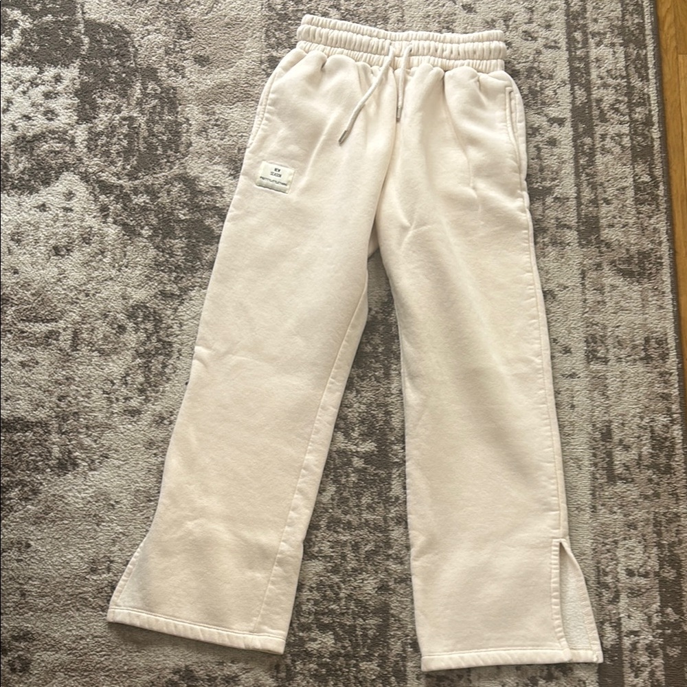 Prettylittlething Cream Split-Hem Track Pants